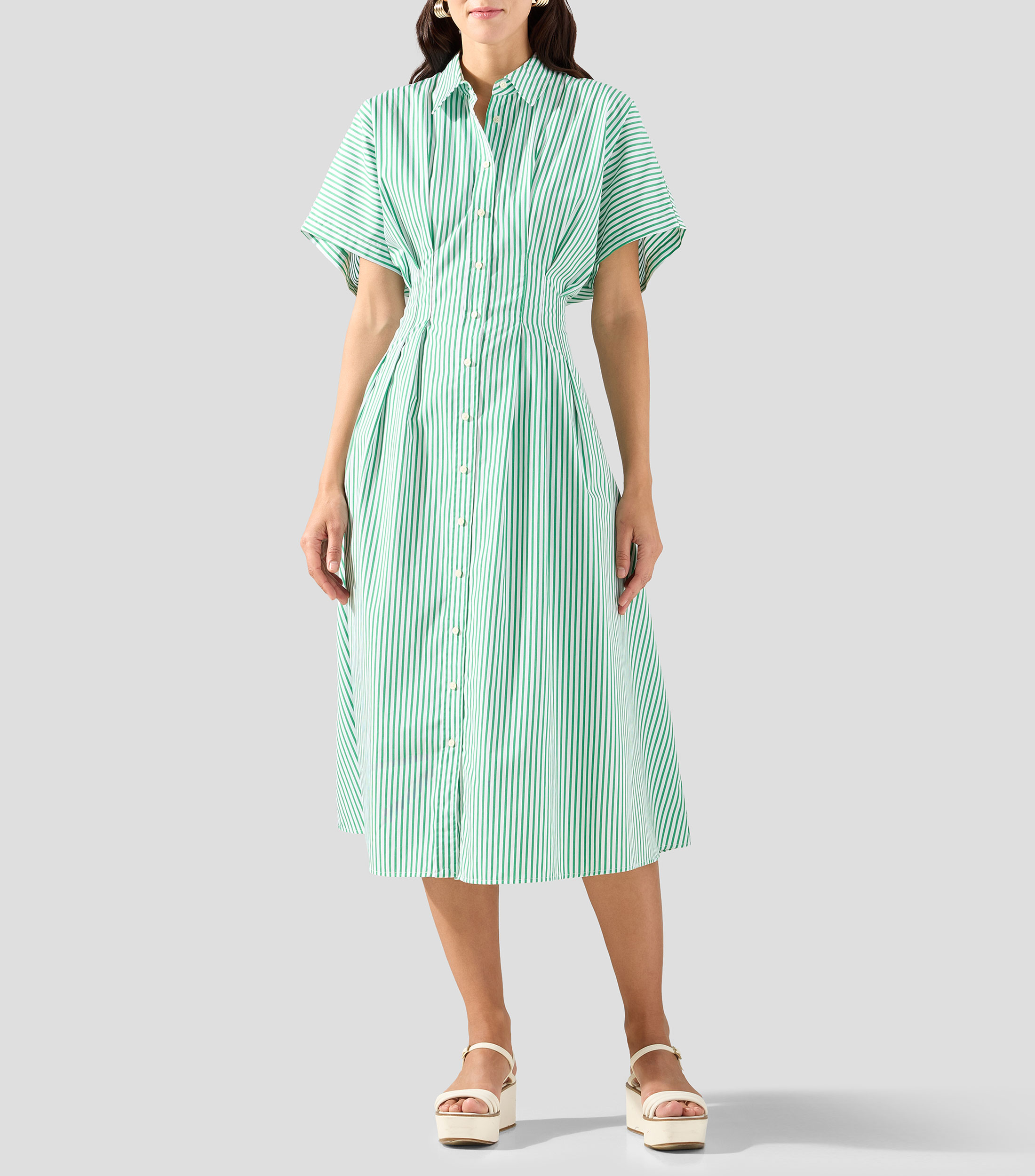 Vestido midi rayas Mujer